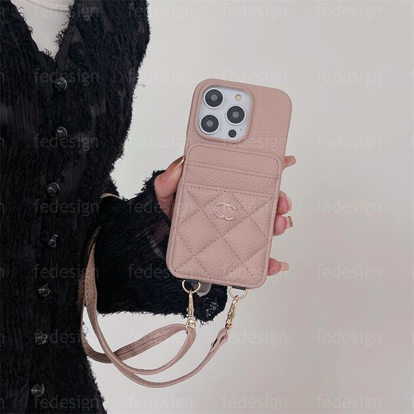 Elegant Women Telephone Case Case Insertion Borse Case Adatto per Apple 13 14 15 Copertina di cellulare Promax Picchia appenderà il collo Samsung A54