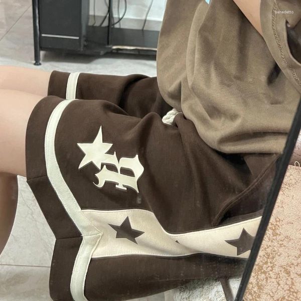 Frauen Shorts Vintage Letter gedruckt Summer Beach Hosen Casual Running Sport 90s Streetwear Unisex Lose tägliches Training Jogging