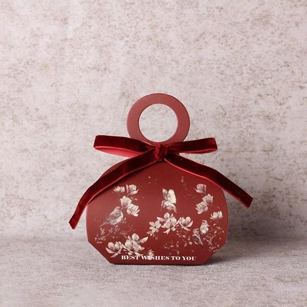 Geschenkverpackung 50pcs Ins Style Bird Blume Handtasche Süßigkeiten Pralinen Ribbon Box für Hochzeits Geburtstagsfeier Babyparty Gunst Weihnachten Dekoration