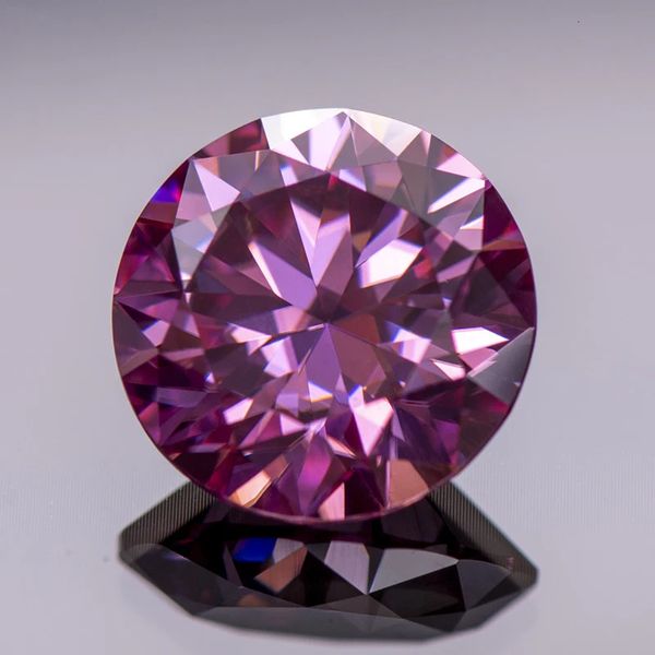 Loose Stone Round Cut Pink Color Synthetic Lab erstellt Edelstein -Pässe Diamond Tester ist mit GRA -Zertifikat 231221 geliefert