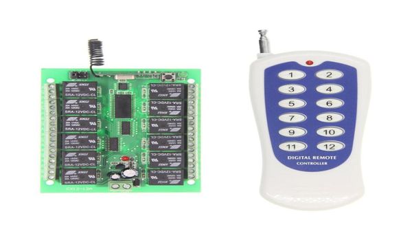 DC 12V 24V 12 CH 12CH Sistema de controle remoto sem fio RF 315433 MHz Transmissor e receptor6473949