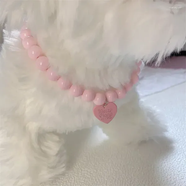 Hundehalsbänder süße Herz Anhänger Haustier Chihuahua Schmuck Halskette für Haustiere Verstellbare Kätzchen Perlenhals tragen Katzenprodukte