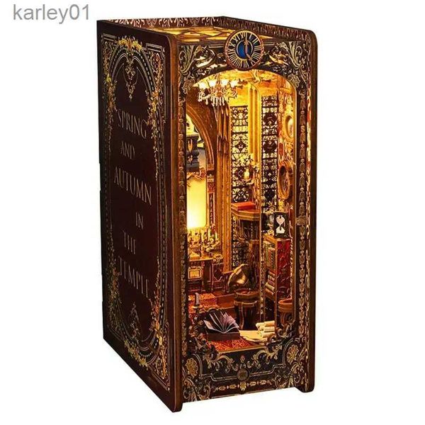 Puzzle 3D LED in legno Led 3D PUZGH Magic Book House Building Model Kit Fai -te Art Bookents Home Decorative Stand Bookshelf Gift Toy For Kids YQ231222