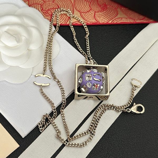 Lettere oro rame a pendente a ciondolo Necklace Chain Fashion Women Designer Jewelry Collane Crystal Collane Pendenti Voguishi Gift Gioielli da sposa Regali Stamp