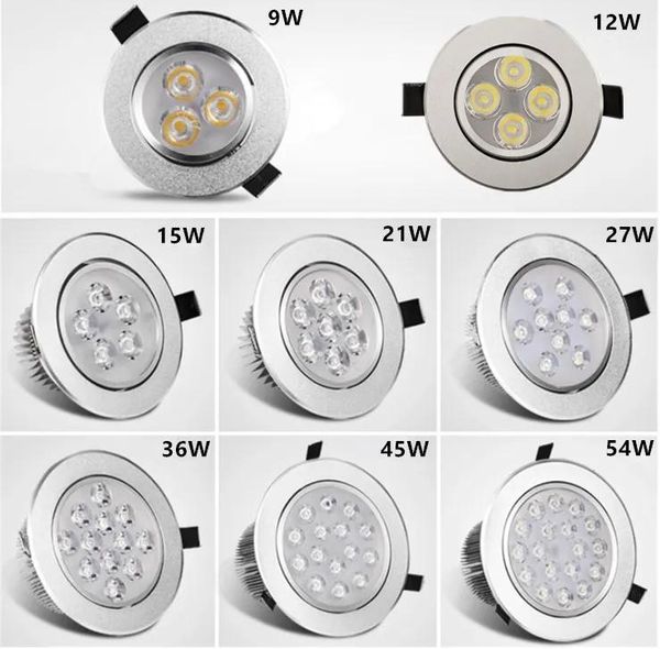 Downlights Ruckight Downlight 3W 4W 5W 7W 9W*3W LED LED Light Sliver Shell White White White White Ac85265v Pannello Sportlight Downlight Ind