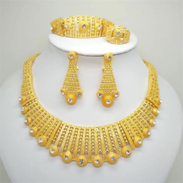 Dubai Gold Color Schmucksets für große Halskette Afrikanische Frauen Italienische Brauthochzeitszubehör247t