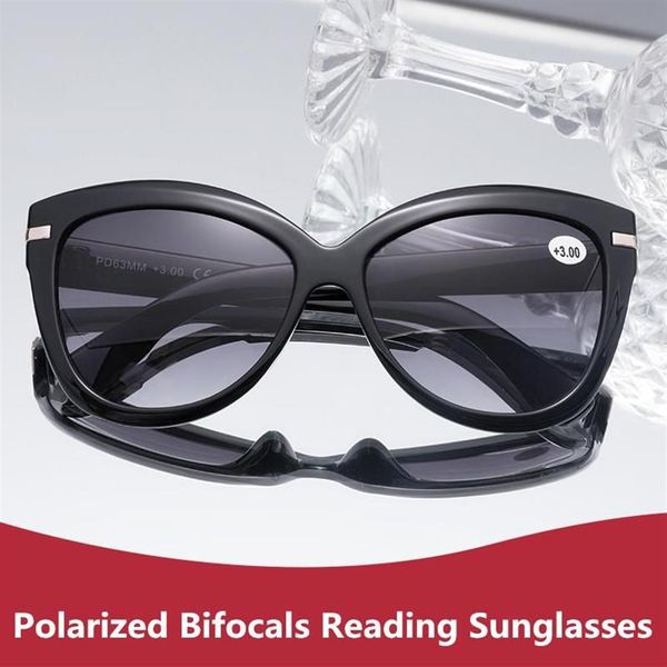 Luxury Cateye polarizzato Bifocal Reading Sun Glasses Women Presbyopia Eyele Eye Eye occhiali da sole Diottrie da 1 0 a 3 0268o