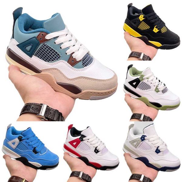 Atletik Açık 2023 Çocuk Basketbol Ayakkabıları Toddler Tasarımcı Jumpman 4 Thunder Ayakkabı 4 Çocuk Ayakkabı Sneaker Kız Erkek Beyaz Siyah Spor All Maç Spor Sabahları