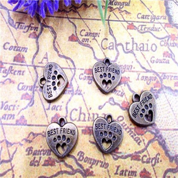 60pcs-- Friend Charms Antique Bronze Tone con Canty Cane Paw Charm Pendants 15x15mm226h