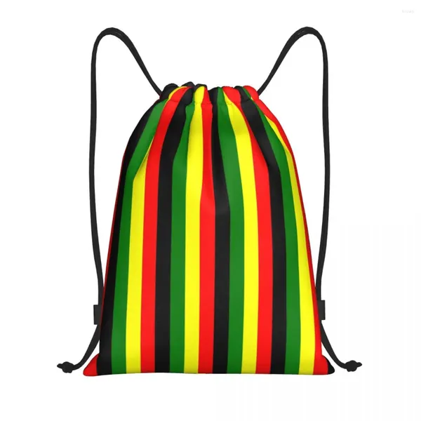 Sacolas de compras personalizadas Rasta Cores Red Green ouro brilhante Colorido listrado Mulheres leve