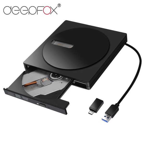 DeepFox USB 3.1 Тип C/USB3.0 Внешний CD DVD RW Optical Drive DVD DVD -писатель Super Drive для ноутбука для ноутбука 231221