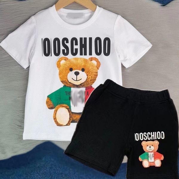 T-Shirts Bear Ruh Ruhsal Donanma Tarzı Çocuk Denizci Yakası Pamuk Keten Tişört Pantolon 2 PCS Yaz Giysileri Set Erkek Kızlar Takım Aaaaa