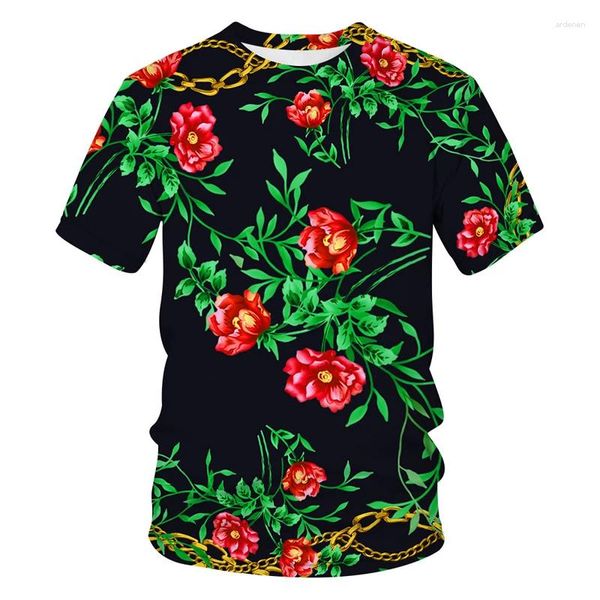 Herren T-Shirts 2024 Luxus 3D-Druckhemd Männer Frauen Mode Eisenkette Sommer Kurzarm Vintage T-Shirts Ästhetische T-Shirt Tops