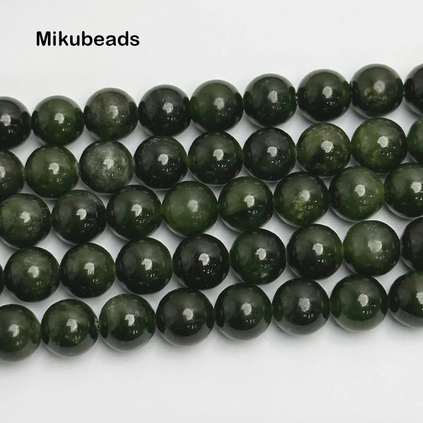 Großhandel natürliche 8mm 9510 mm russische Jade Nephrite glatte runde losen Perlen zur Herstellung von Schmuck DIY Armband Halskette 38 cm 231221