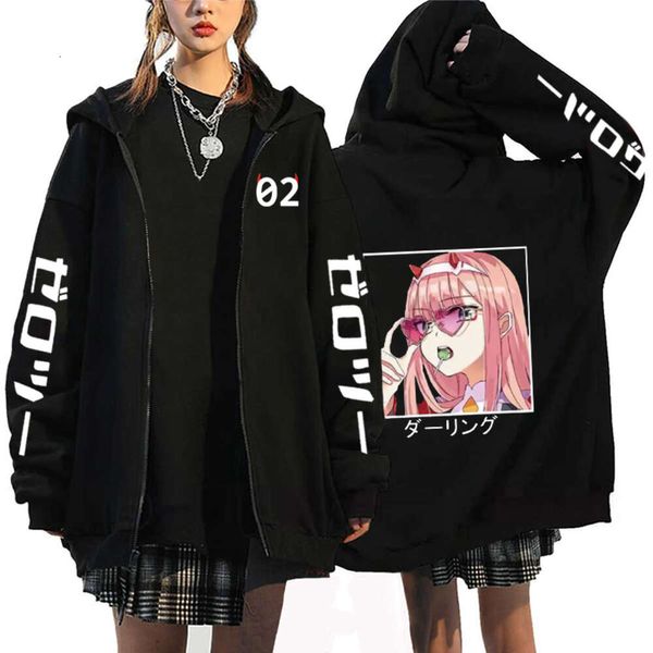 Neue Anime Hoodies Liebling in den Franxx 02 Reißverschluss Jacken Zero Two Reißverschluss up Sweatshirts Jungen/Mädchen Freizeitpullover Männer/Frauen Mäntel