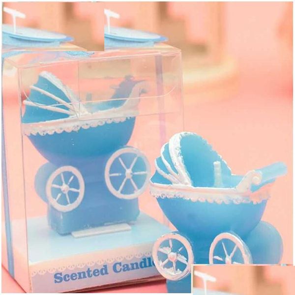 Vela perfumada 10 PCs Cute Mini Creative Pram bebê Aniversário Kid Carriage Cake Cupcake Topper Party Drop Drop Home Garden Decor F Dhcmt