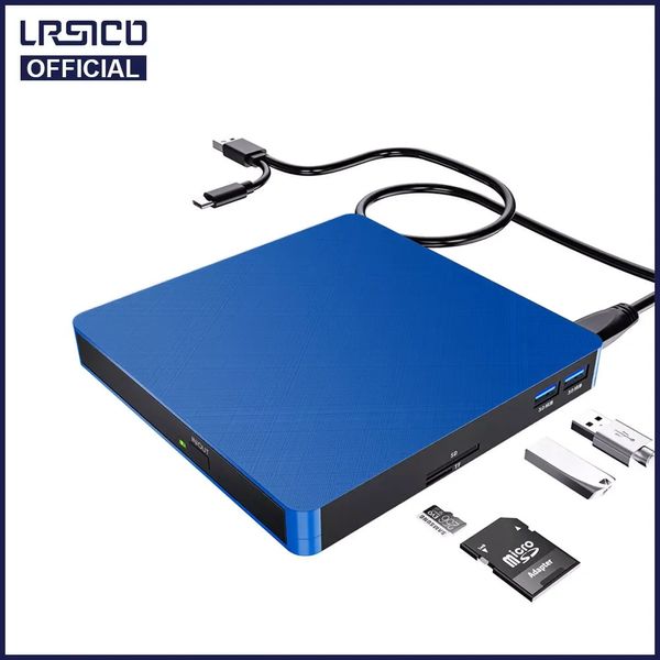 Внешний CD/DVD-привод USB 3.0 Type-C CD DVD-горелка с SD/TF USB-слотами Optical Drives CD CD DVD-плеер для PC Ноутбук Windows 11 231221