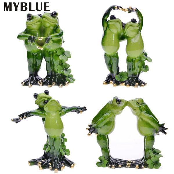 Acessórios para decoração da sala de casa nórdica MyBlue Kawaii Garden Animal Resina Casal Amantes de Varvela Figura do Casamento Miniaturas Presente 231222