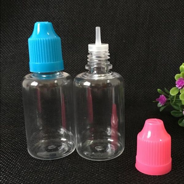 BOTTIGLIO DELLA PET DEL PET da 1500 pcs da 30 ml di gocce di goccia trasparente per bottoni a bottiglie vuote di plastica con colori cappellino a prova di bambino e olio liquido LFEDJ