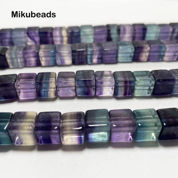 Wholesale Natural 8mm colorato fluorite perle sciolte quadrate lisce per gioielli che producono braccialetti fai -da -te collana 231221