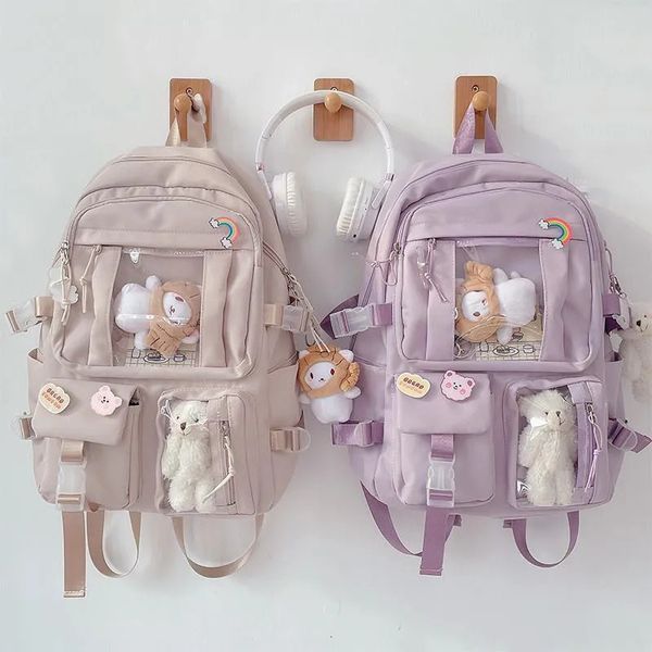 Largecapacity Donne carine Multipocket Nylon Zackpack Ins Junior High School Student Bag Female Girl Laptop Book 231222