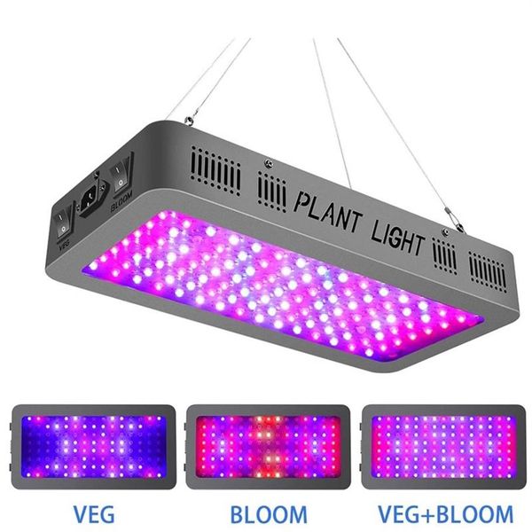 1200W Doppelschalter Vollspektrum LED Wachsen Lampe für Innenblüten Sämlingsnetz Zeltpflanze Wachsen Licht 85-265v296o