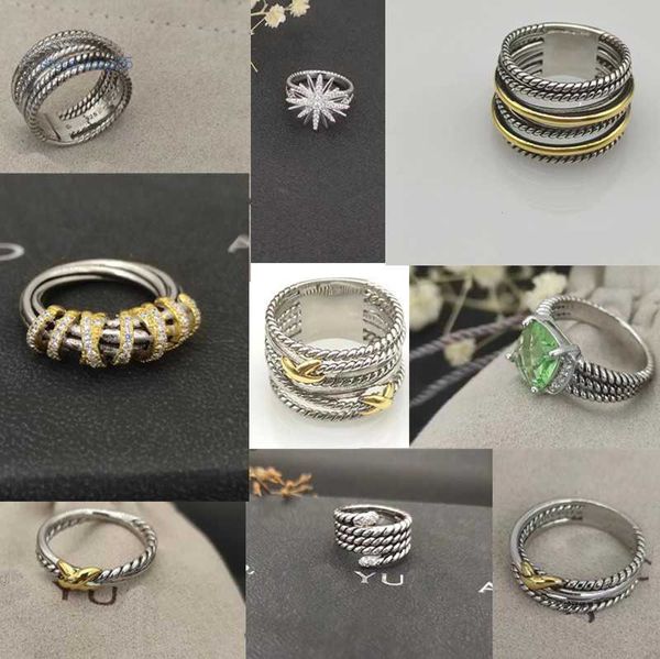 Grup Yeni Dy Twisted Vintage Tasarımcı Aly Band Halkalar Kadınlar İçin Tatil Hediye Elmaslar 925 STERLING Gümüş Dy Ring Erkekler 14K Altın Kaplama Nişan Zt0n