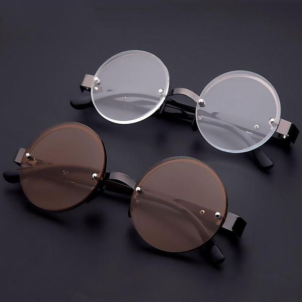 Óculos de sol retro redonda anti-fadiga de óculos de leitura homens homens chá lente transparente de vidro Presbyopia Frame Diopter 1 0-4 0268a