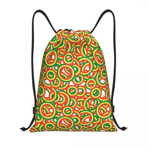 Bolsas de compras Custom Rasta Stripe Color Drawstring para ioga Mochilas Homens Mulheres Jamaican Sports Gym Sackpack