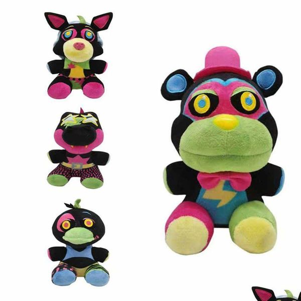 Animais de pelúcia de pelúcia 18 cm Midnight Plush Toy FNAF Boss Doll Cartoon Dolls Colorf Teddy Bear Fox Clogodile Duck Childrens Gifts Home Dhwbz