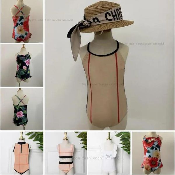 One-peças crianças onepieces designer maiô para meninas bebê carta impressão bikini banho crianças infantil banho terno de natação beachwear