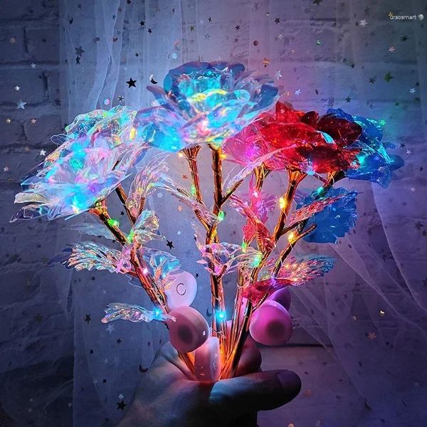 Fiori decorativi Eternal Galaxy Simulazione rosa simulazione oro fiore artificiale LED LED LIGHT RAGAZZO RAGATICO GIORNO PER AMINT