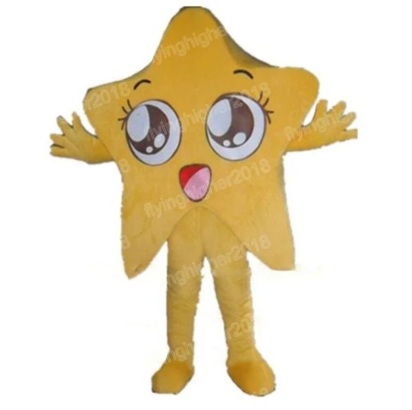 Halloween amarelo estrela mascote fantasia de alta qualidade desenho anime tem tema de carnaval vestido de natal de natalina vestido sofisticado para homens mulheres mulheres