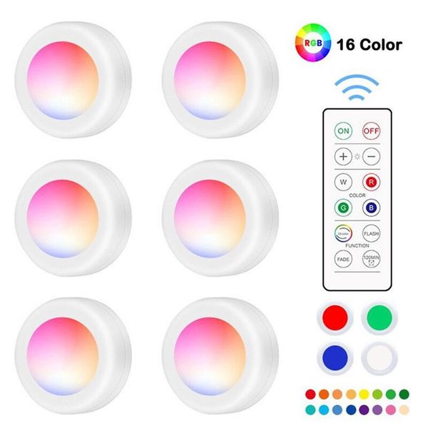 Luci a LED LED LED RGB Dimmabile Lampada da cucina Sensore Touch Sensore Armadio Abbassino Light Puck Light With Remote Controller 16 Color267y