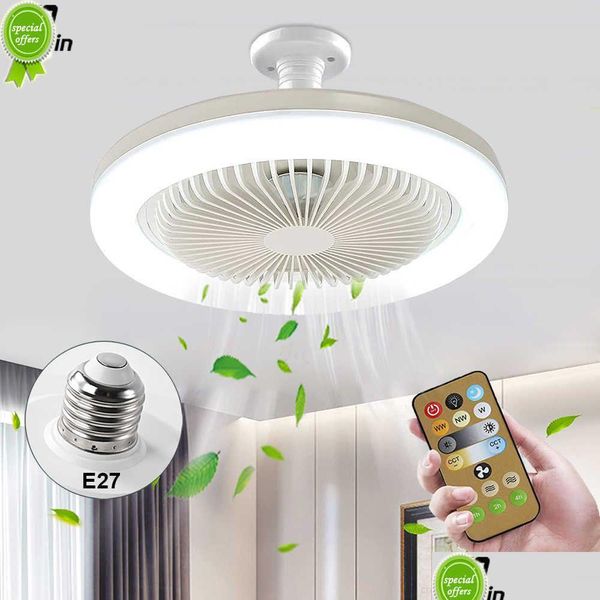 Andere Hausgarten Neue Deckenventilator mit Lichtern Fernbedienung E27 -Konverterbasis 30W Smart LED Lighting für Wohnzimmer Drop Lieferung DHSBB