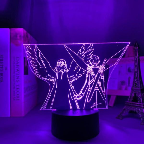 Ночные огни акриловый 3D светодиодный светодиодный склад аниме -меч онлайн фигура для декора спальни ночной свет день рождения подарочный столик лампа Manga S3157