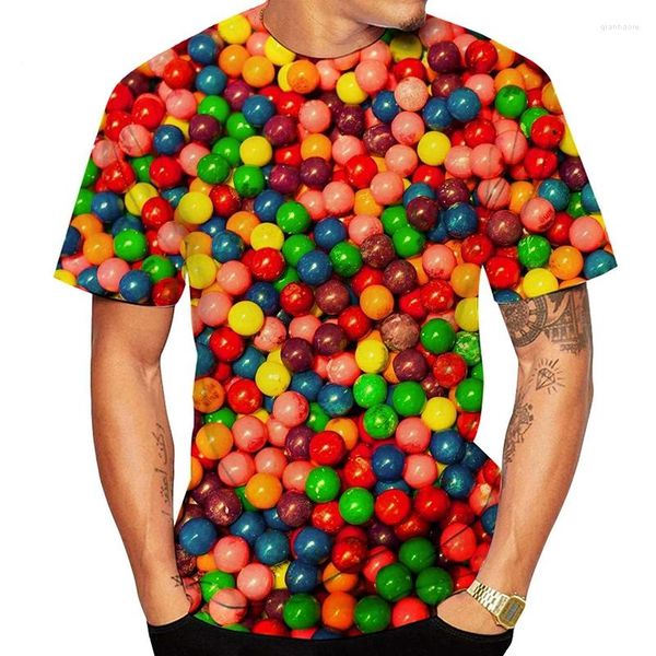 Herren-T-Shirts Süßigkeiten Schokolade 3D Print T-Shirt Mody Streetwear Männer Frau O-Neck Kurzarm übergroße Harajuku-Tees Kinder Tops