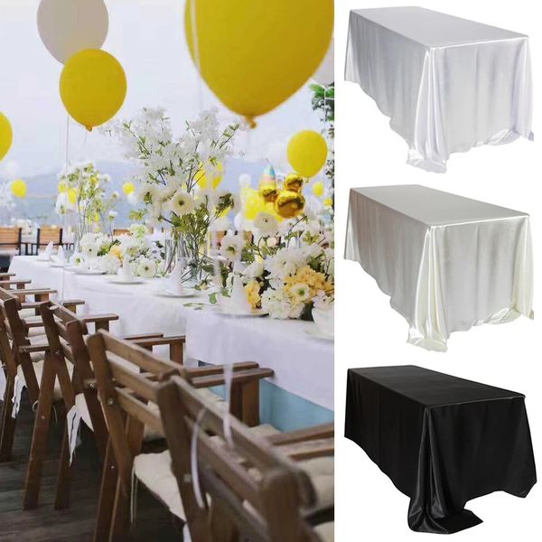 Tavolino satinato bianco di matrimonio nero rettangolo di stoffa per el banchet eventi di decorazione di decorazioni di decorazioni da tavolo da tavolo da tavolo 231221