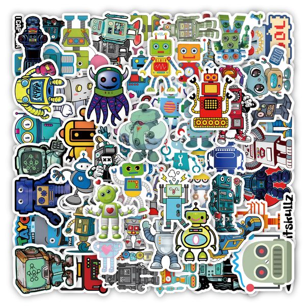 50pcs Roboter Kreativ DIY Cartoon wasserdichtes PVC -Aufkleber Pack für Kühlschrank Auto Koffer Laptop Notebook Cup Phone Schreibtisch Fahrrad -Skateboard -Hülle.