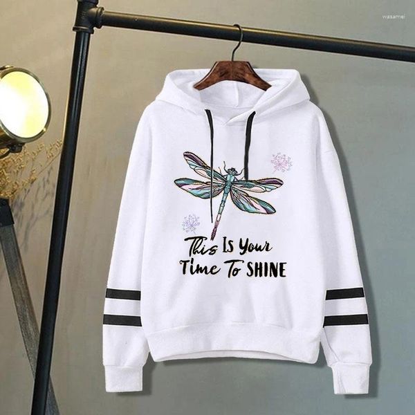 Moletom feminino dragonfly isto é você é hora de brilhar com capuz impresso para mulheres outono e pulôver de inverno tops criativos unissex