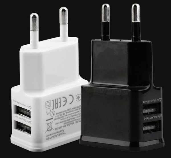 USEU Plug 5V 2A Dual USB Porta UE Plug Adattatore Caricatore a parete AC per Nota 2 Tablet per cellulare Whole8485183