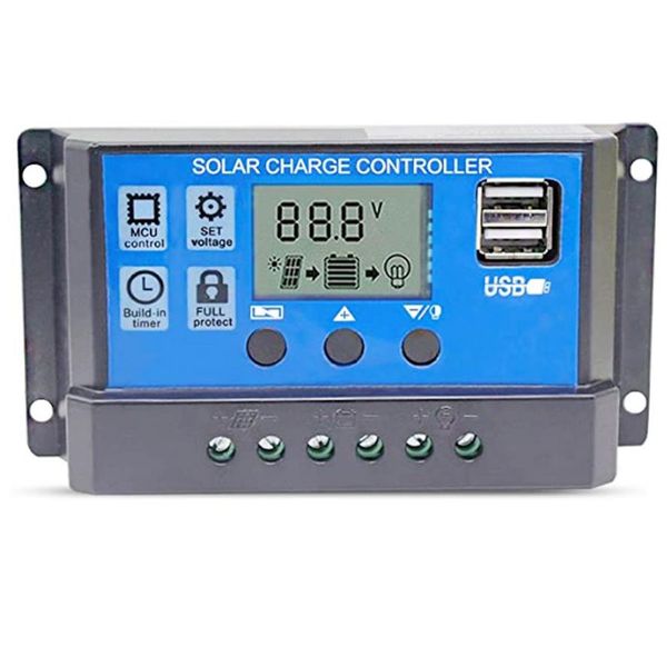 10A 20A 30A Solar Ladegerät Controller Solar Panel Battery Intelligent Regler mit LCD Dual USB -Port -Anzeige 12V 24v263y