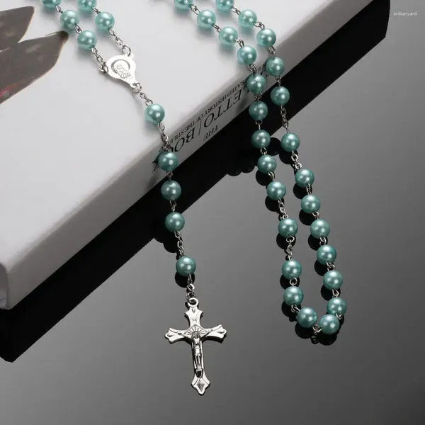 Pingente Colares Jóias Charm Crucifixo Jesus Cruz Colar Chain Virgem Mary Rosário Cadeia