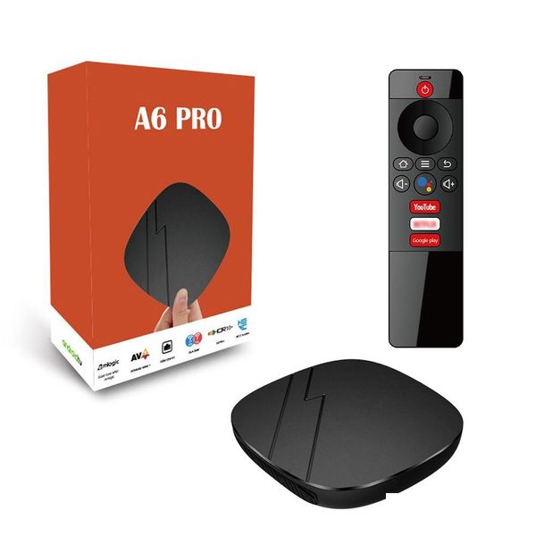 Android TV Box A6 Pro Android TV Box 11.0 LPDDR4 2GB 16 GB 2,4G 5G WiFI Bluetooth Voice Remote Amlogic S905W2 AV1 4K Media Player Drop oty1g