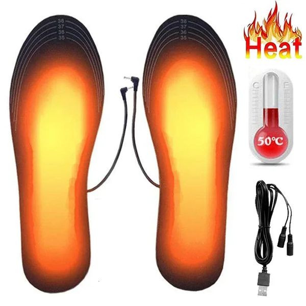 Insoles de inverno elétrico aquecido com aquecimento USB Sapatos térmicos mais aquecedores Prave de meia lavável Febre do pé completo unissex 231221