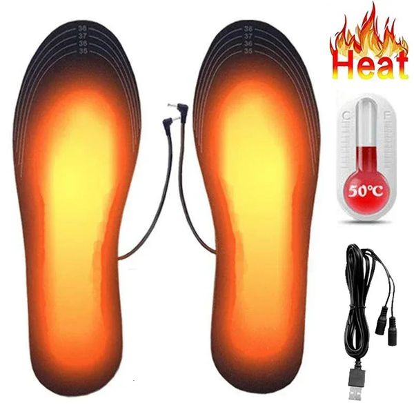 Winter Electric Heide -Einlegesohlen USB -Heizfüße wärmere Wärmeschuhe Sockenpolster Waschbar Fieber Unisex 231221