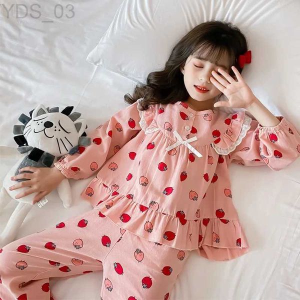 Pijamas pijamas de algodão de manga cheia para meninas filhos de sono pijamas meninas adolescentes pijama sets de ternos noturnos para criançaszln2312222