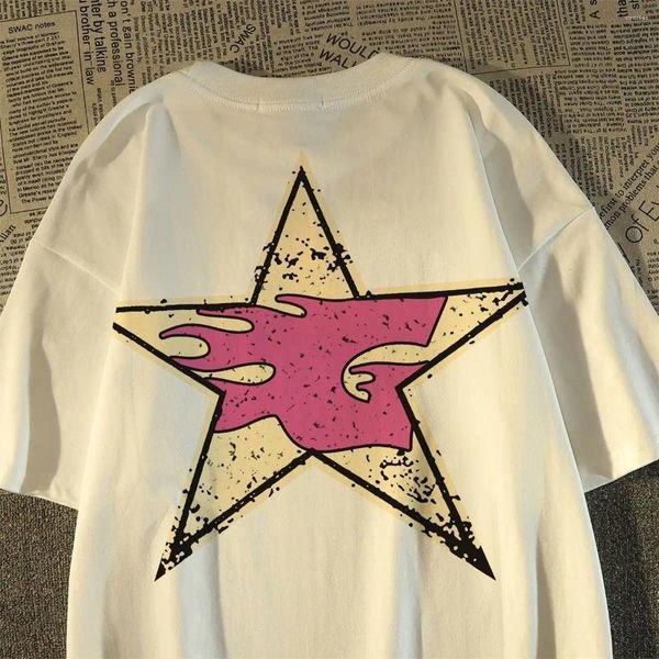 Magliette da uomo American Street hip-hop Star Stampato T-shirt grafico Uomini estivi e donne Personality Coppia di personalità Coppia Cash Short