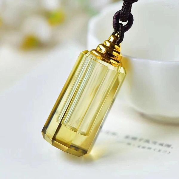 Colares pendentes pingentes de cristal natural amarelo de oito ângulo que desejando colar de garrafa para homens que abençoam jóias