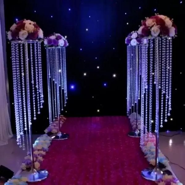 Decoração 110cm de altura decorações de casamento acrílico cristal peça central mesa flor suporte passarela estrada evento festa t stand decoração fy3764 sxaug